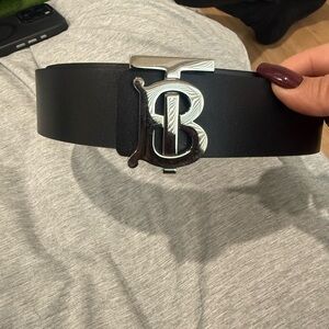 Burberry Leather Belt with Silver Buckle